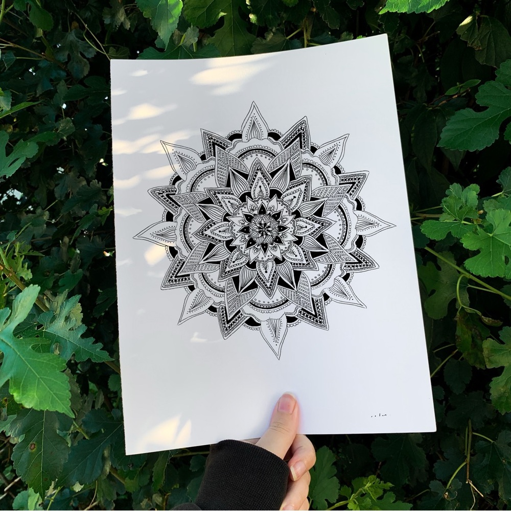 Large mandala art original drawing